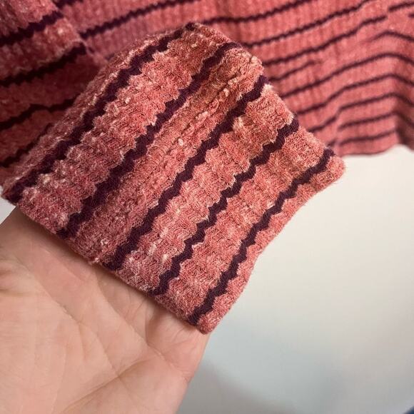We The Free Pink & Maroon Striped Peplum Top Size Small - Picture 8 of 8